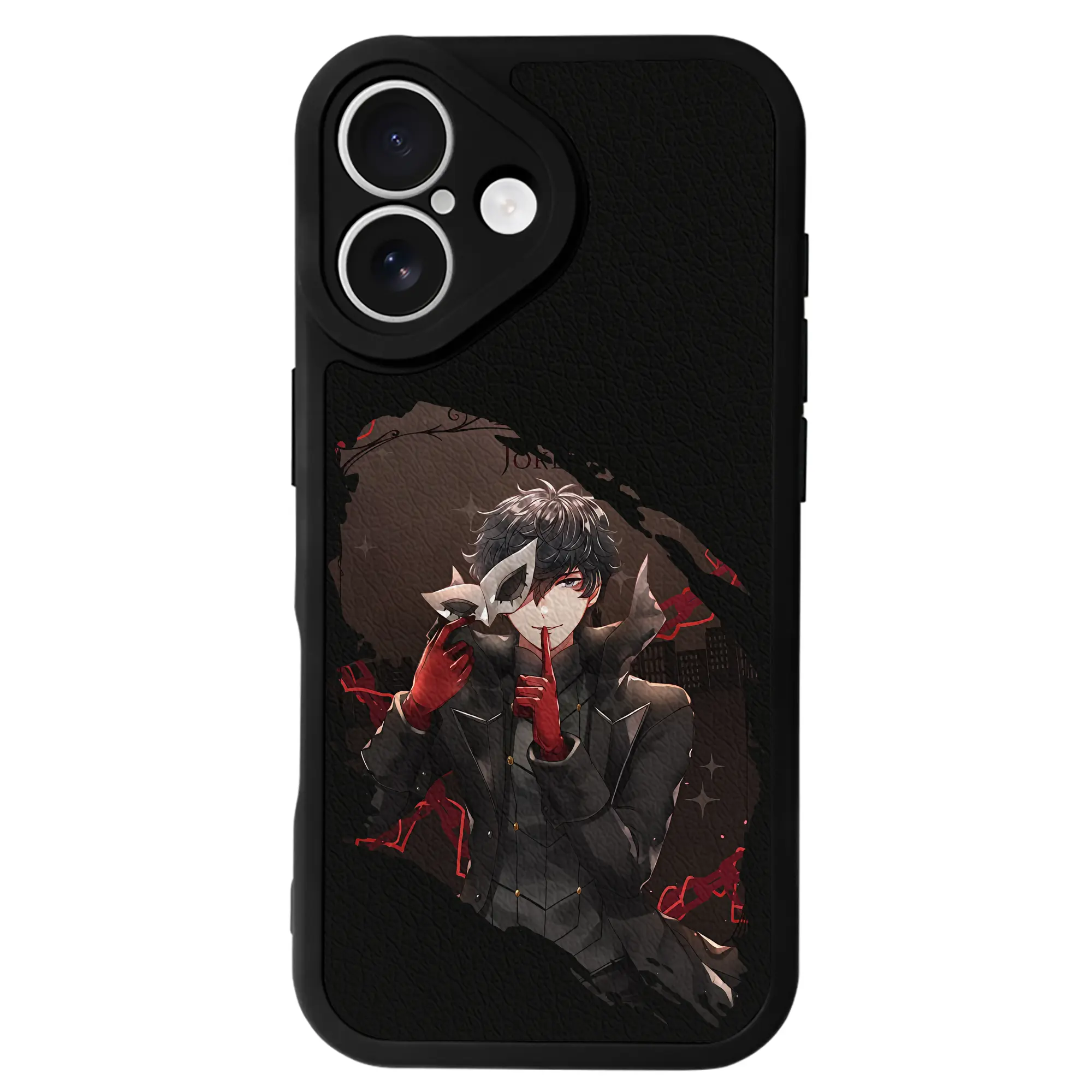 ペルソナ グッズ,主人公 - IPhone 16シリーズ対応 ・ シリコンスマホケース ・ レザー調 ・ 高精度フィット ・ 耐衝撃 ・ ワイヤレス充電対応 ・ 精密カット